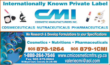 CMI Cosmetic Manufacturers Inc CosmeceuticalsNutraceuticals