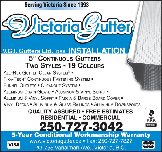 Victoria Gutter Installation 3755 Vanalman Ave, Victoria, BC